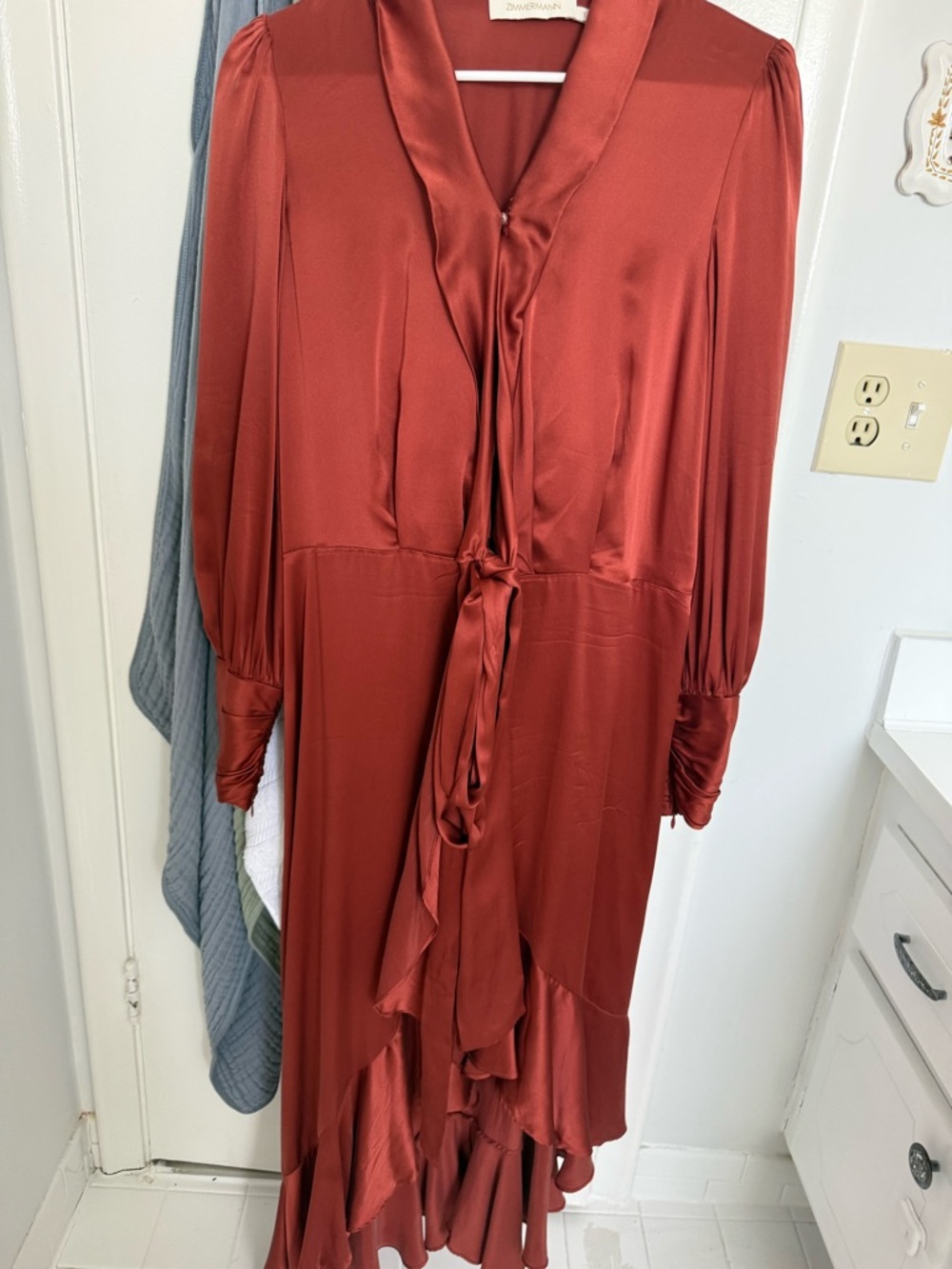 Zimmermann Rust Red Satin High-Low Dress